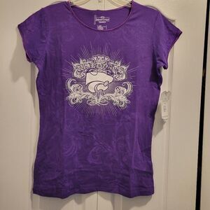 NEW L KSTATE KANSAS PURPLE WILDCATS EMBELLISHED TSHIRT TOP LARGE NWT